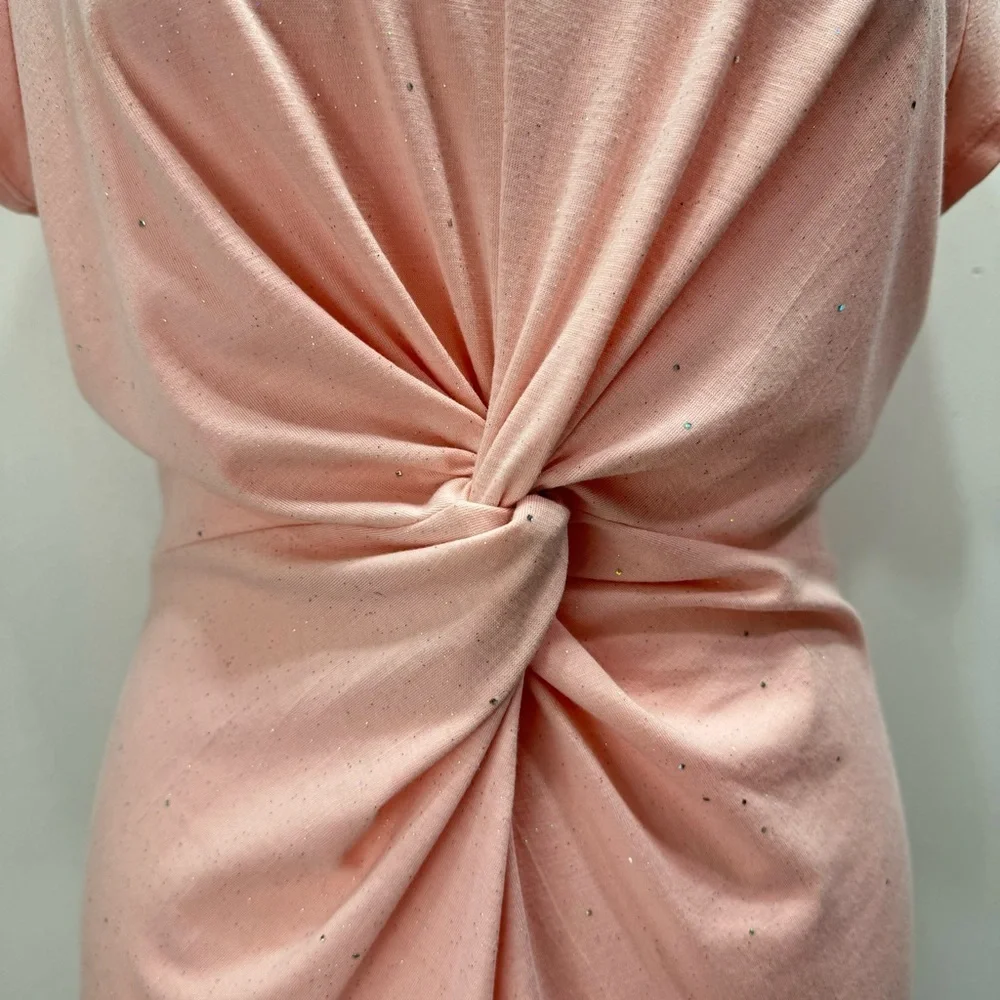 Juicy Couture Pale Pink Glitter Sparkle Knot Front Sheath Dress Size Medium